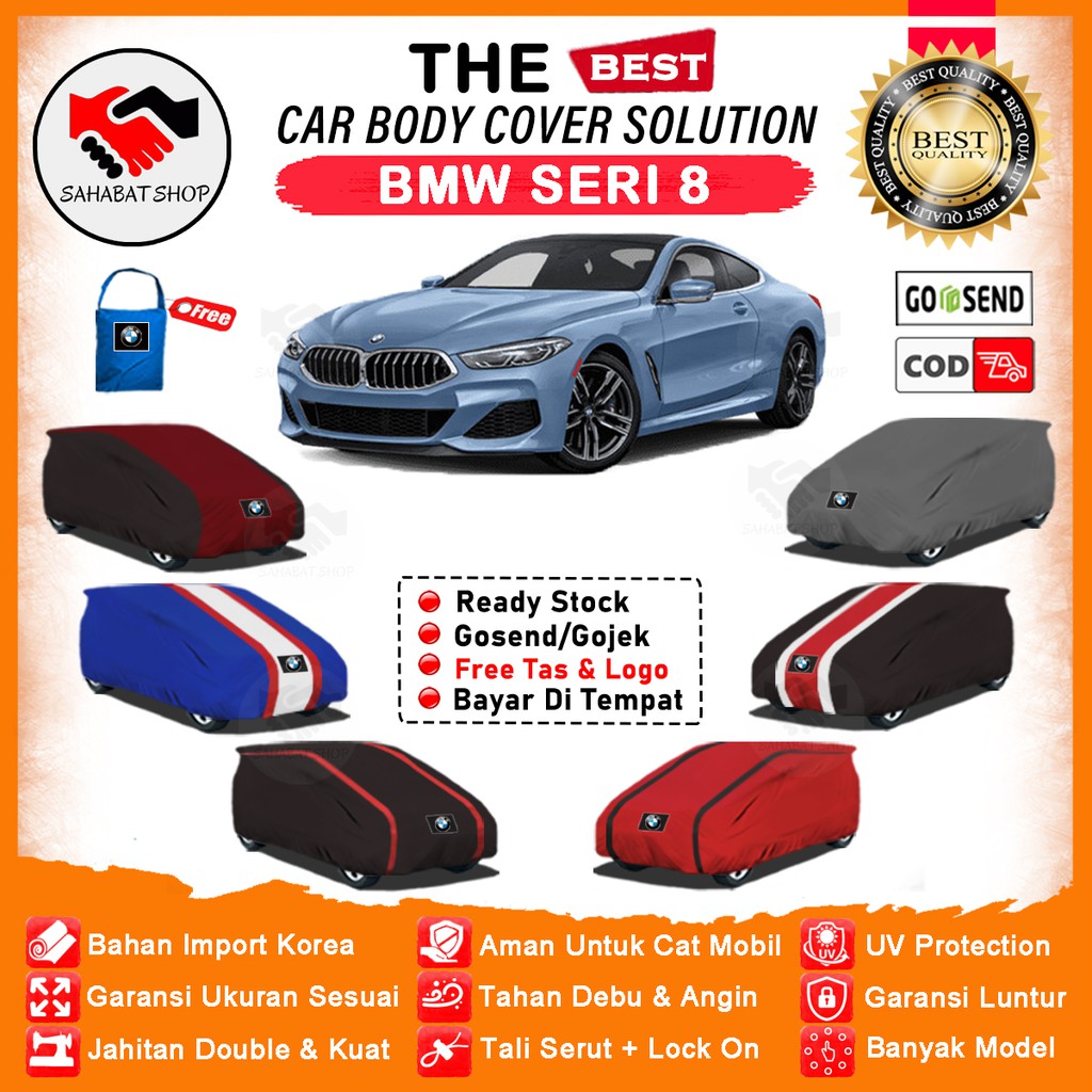 Sahabat Body Cover Mobil BMW Seri 8 / Sarung Penutup BMW Seri 8 Outdoor / Selimut Mantol Pelindung Kerudung Mantel Jas Tutup Kelambu Tutupan Bungkus Kerodong Pembungkus Terpal Mobil Sedan BMW Seri 8 Waterproof Anti Air Model Orange