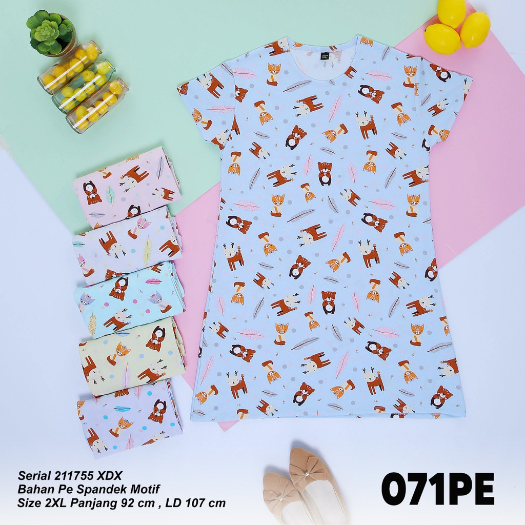 Dress / Daster Wanita Dewasa Lemone 071 PE ukuran 2XL nyaman dipakai motif cantik