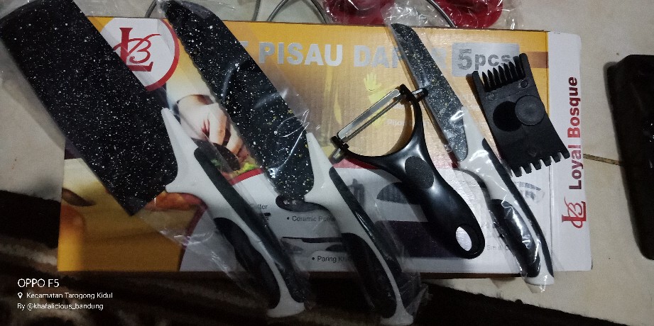 Pisau Set Batu Mineral Maifan Ceramic 5 In 1 Knife Set 5 Pcs + 1 Ceramic Peeler ( J13 )