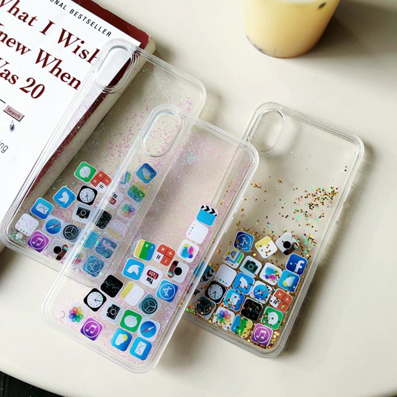 Casing Hard Case Quicksand Glitter Cair Untuk iPhone 12 Pro Max / X / XR / XS Max / 6 / 6S / 7 / 8 + / X / XR