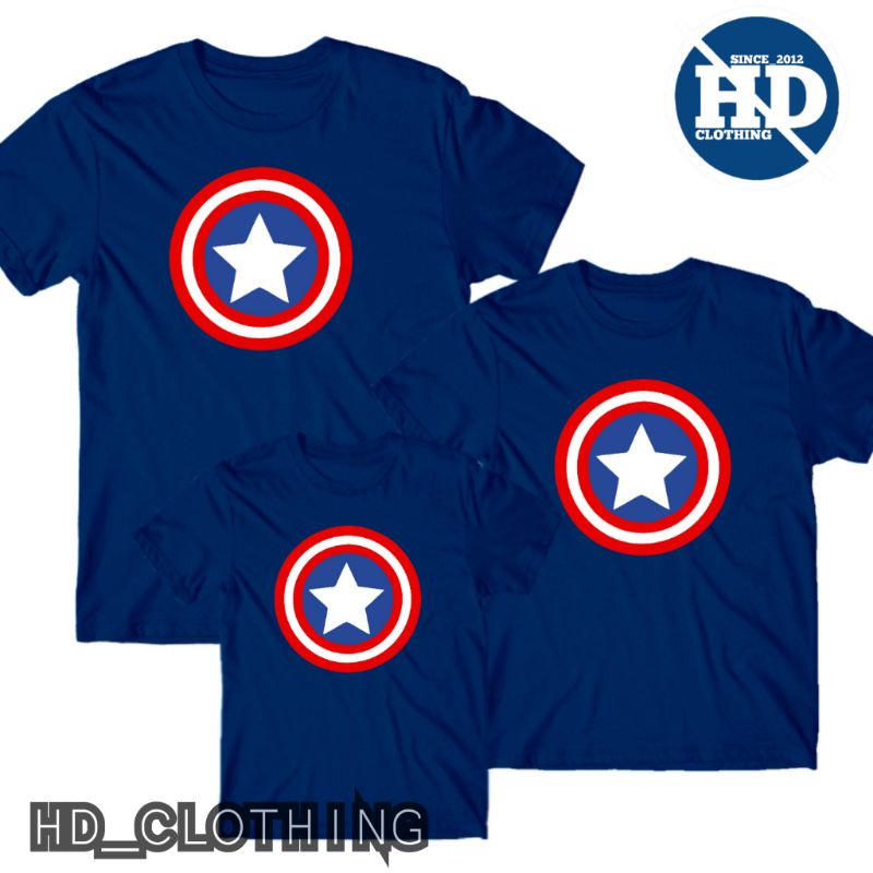 Kaos Captain America cotton combed 30s, atasan anak ibu dan ayah - baju family