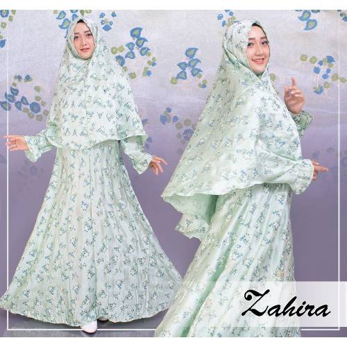 Fashion Muslim Wanita SYARII ZAHIRA HIJAU MINT Motif Asli Fit XL + HIJAB INSTAN