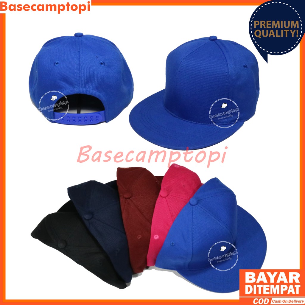 Topi Snapback Hiphop Polos Bahan Rafel Pria Wanita