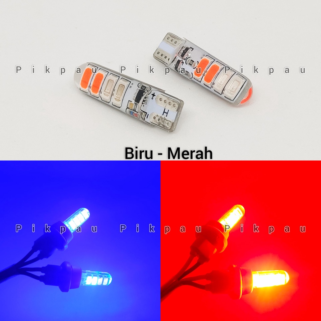 Sepasang Lampu T10 Jelly 2 Warna Senja Sein Sen Kedip 8 LED