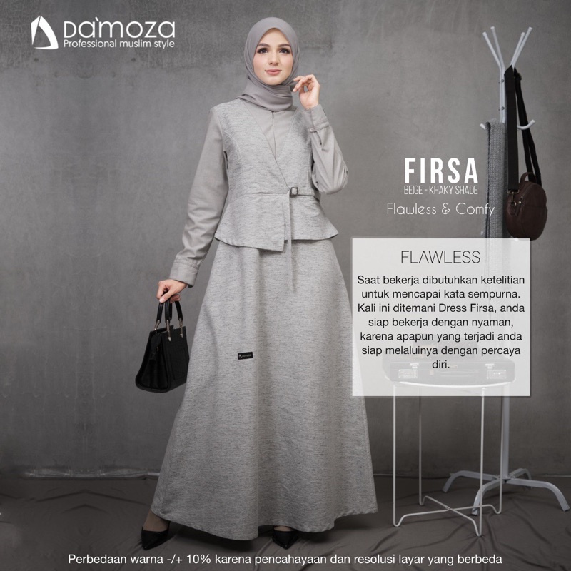 [COD] Gamis terbaru 2022 DAMOZA FIRSA BEIGE - KHAKY SHADE ORIGINAL || Look Linnen - Oxford || Best S
