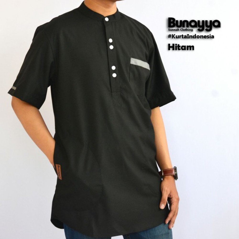 Jual Baju Koko Pria Kurta indonesia Bunayya - Hitam   



