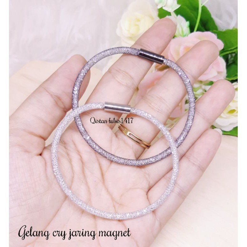 Gelang gliter magnet crystal