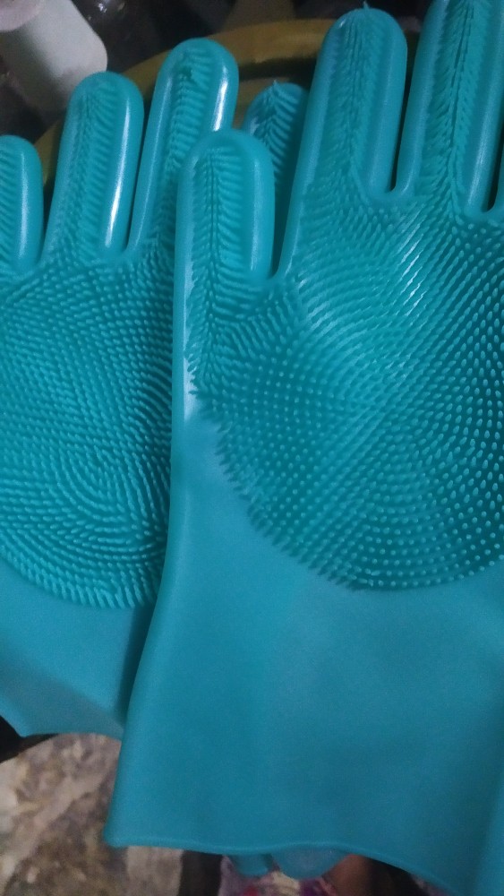 (sepasang) Sarung Tangan Cuci Piring Magic Silicone Cleaning Gloves Anti Panas