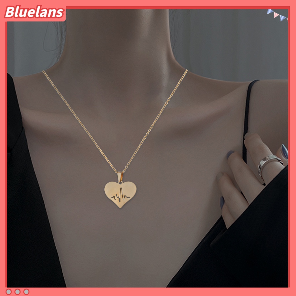 1 Set Kalung Anting Bentuk Hati Model Hollow Out Untuk Wanita