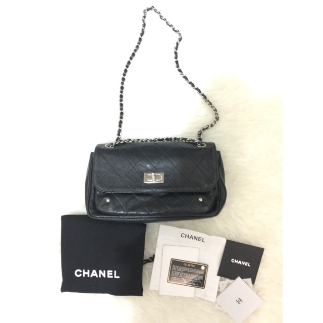 Authentic Chanel Black Quilted Caviar Leather Shoulder Bag