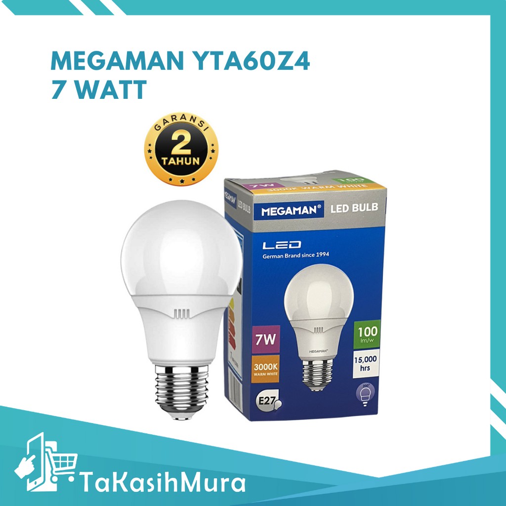 Megaman YTA60Z4 LED G/A BULB SIRIM 7W BOHLAM MEGAMAN A-BULB LAMPU - 3000k