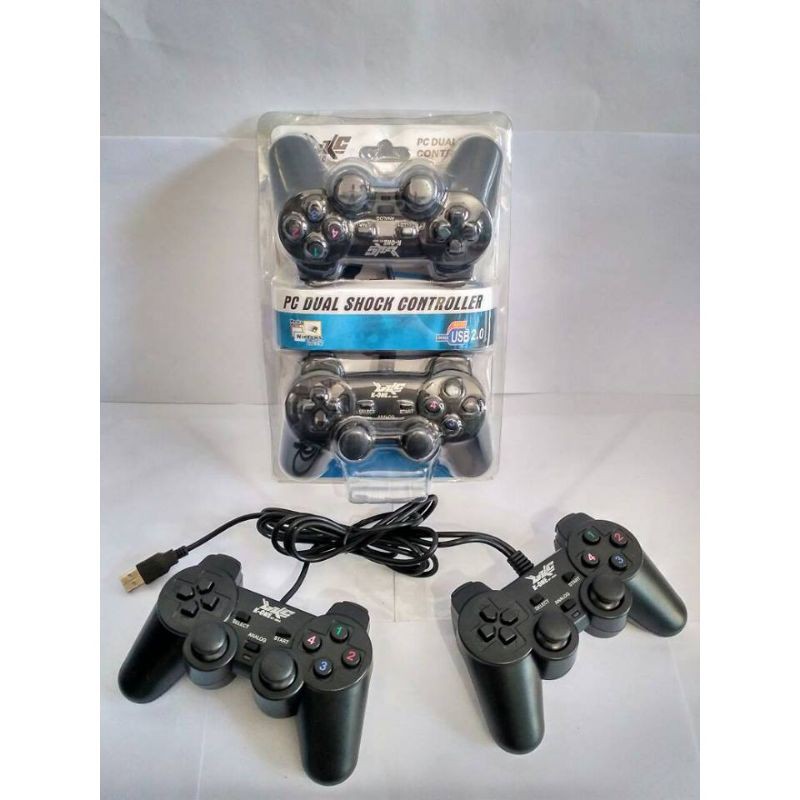 Stik Joystik Gamepad Double untuk PC Analog Getar