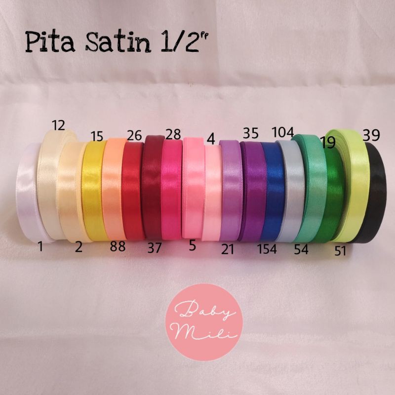 Pita Satin 1/2 inch / 1,25 cm per rol | Shopee Indonesia