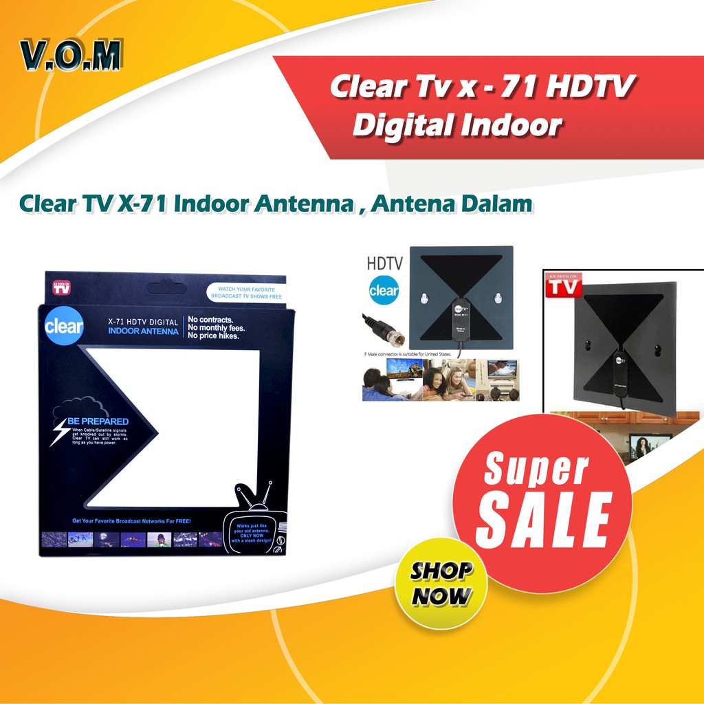 0405 Clear Tv x - 71 HDTV Digital Indoor Antena Dalam Model Kotak