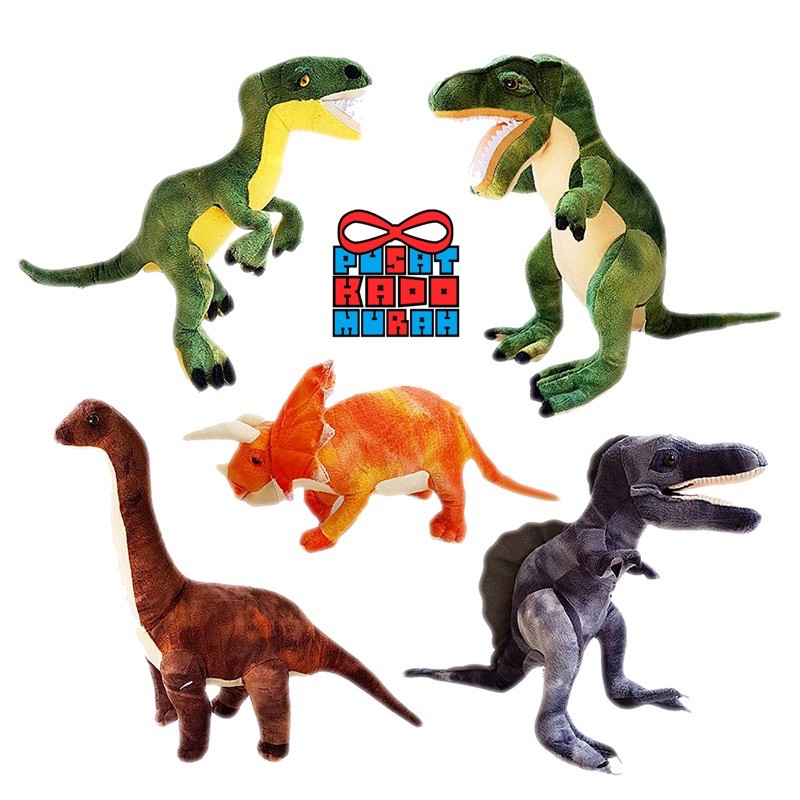 Boneka Dinosaurus Dino T rex / Trex / Triceraptor / Brontosaurus / Raptor / Spinosaurus / Parasaurus - Pusat Kado Murah