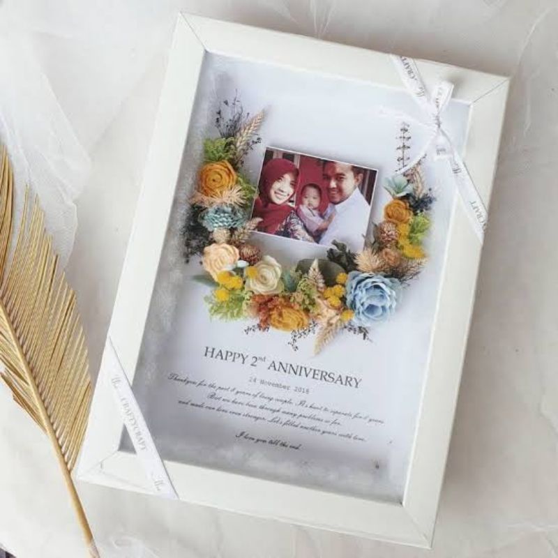 pigora 3D bunga kering dried flower in frames pigura kayu bucket mini bunga artifisial