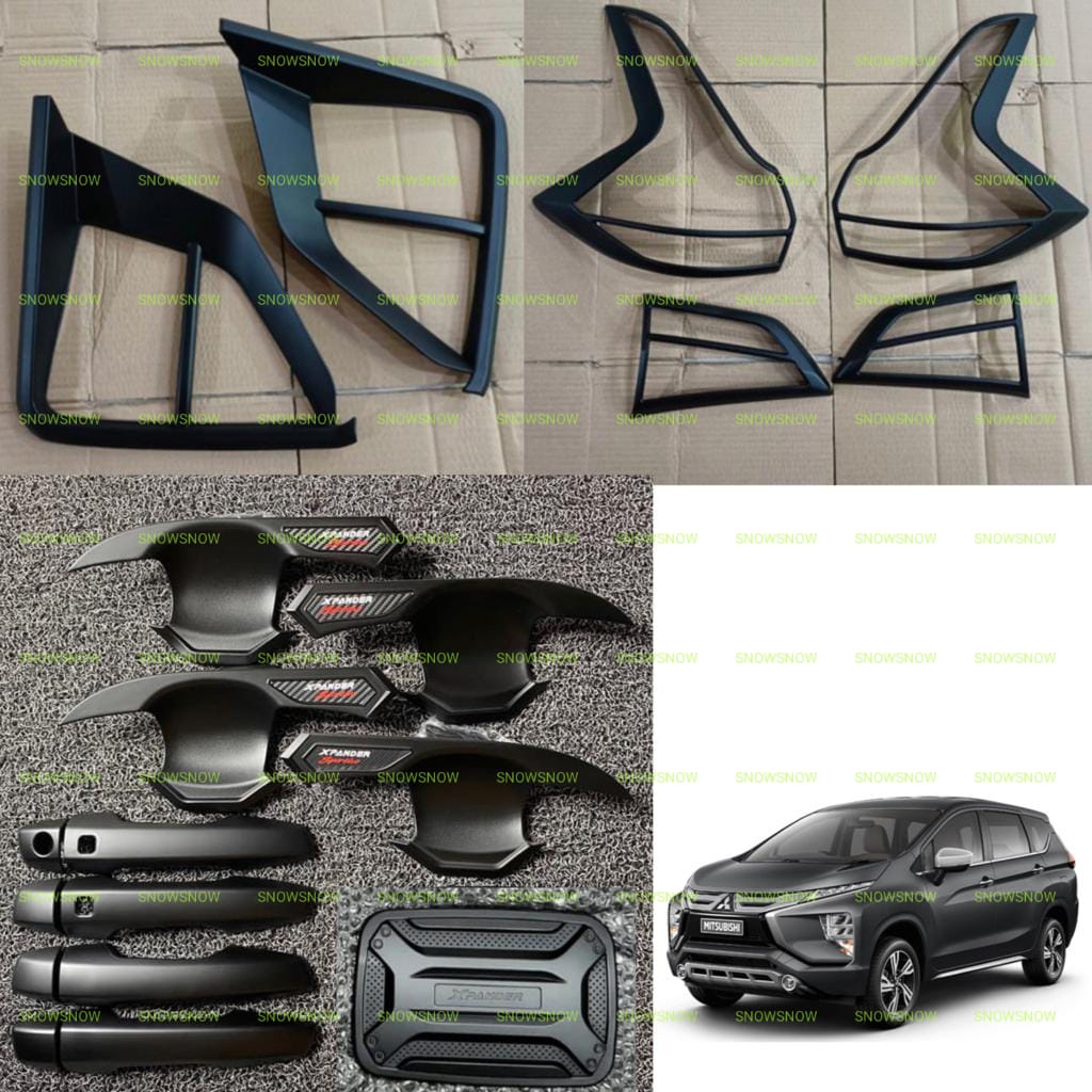 Paket Garnish Depan Belakang Outer Handle Tank Cover Xpander 2017 2021 Hitam Chrome Carbon