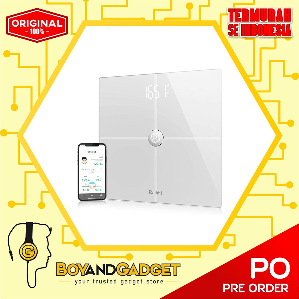 Rolli-Fit Smart Body Fat Scale - 400lb-  11.8W inch - Ori & Termurah