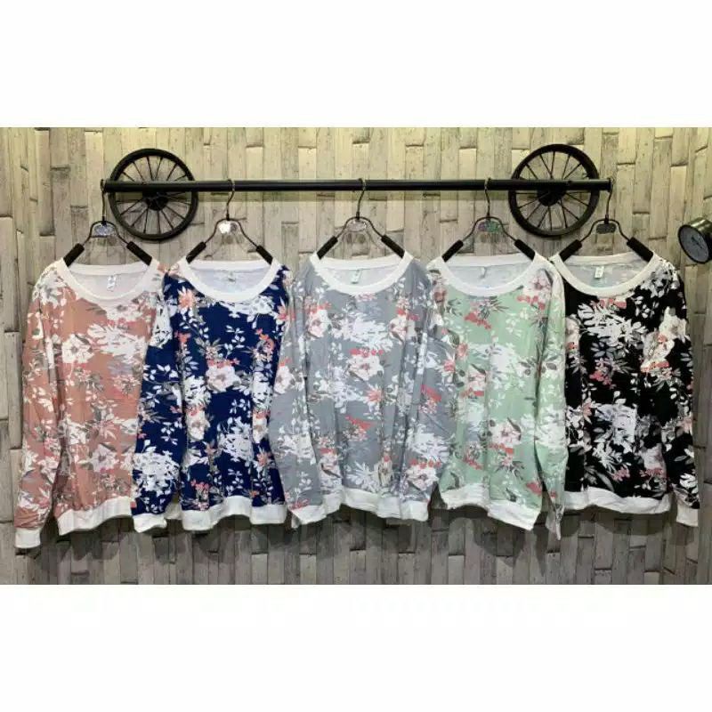 Atasan Import Premium Kaos Wanita Motif Bunga Bunga Cantik