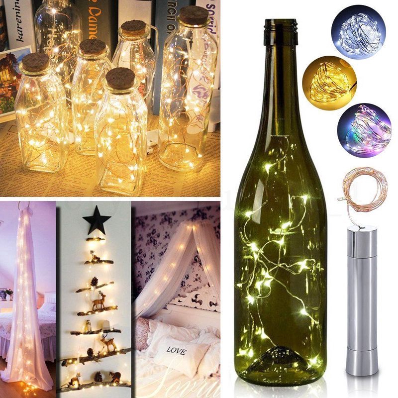 10/15/20 LED Cork Shaped Night Starry Fairy Light String Light Bottle Lamp Wine