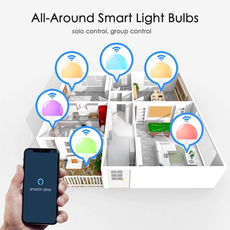 Ezsee LED Smart Light Bulb / Bohlam Wifi 10W Dimmable Wireless Remote