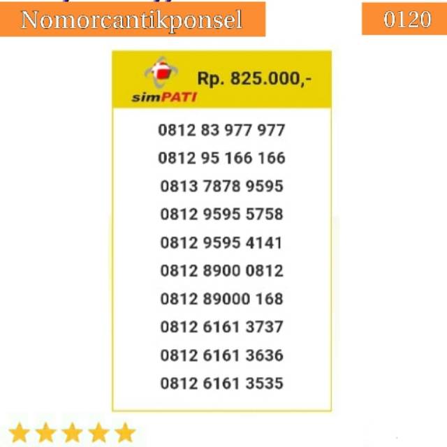 Nomor cantik simpati 0812 0813 seri double abc 977977 abab cdcd 7878 9595 llufa hoki 168 rapi#0120