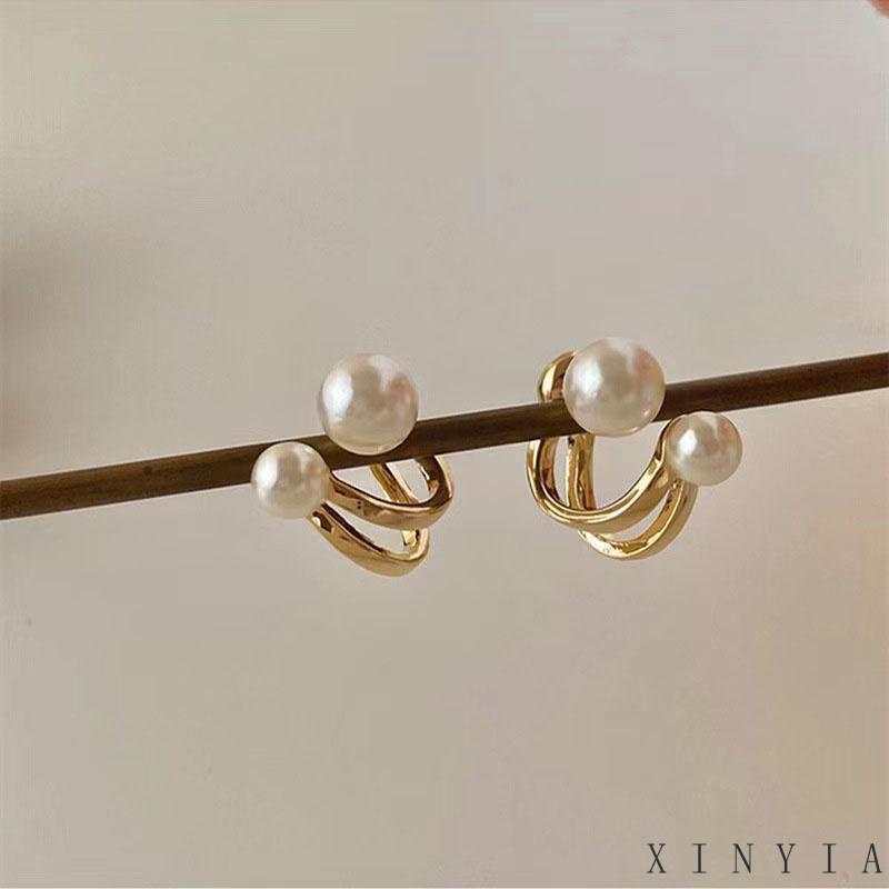 Anting Stud S925 Silver Needle Aksen Mutiara Gaya Korea Untuk Wanita