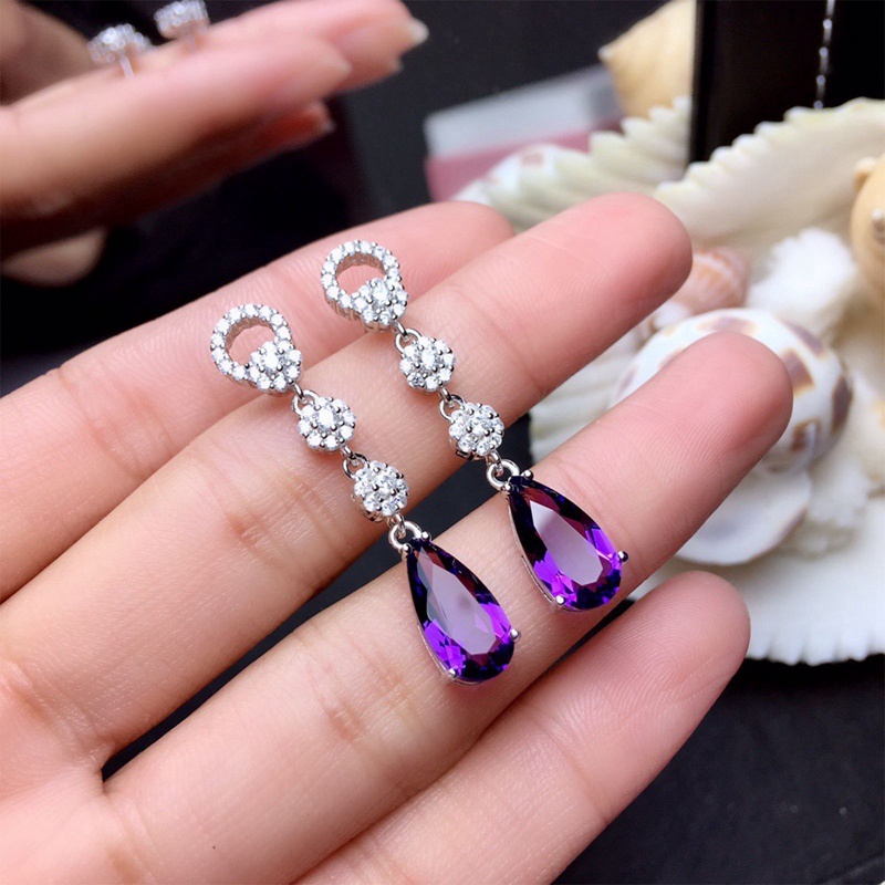 Anting Tusuk Gantung Wanita Desain Bunga Hias Cubic Zirconia AAA Gaya Eropaelegan Berkilau Untuk Pernikahan