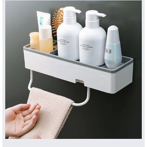 Rak Besi Kamar Mandi Rak Shampoo Kamar Mandi Disertai Hanger Handuk