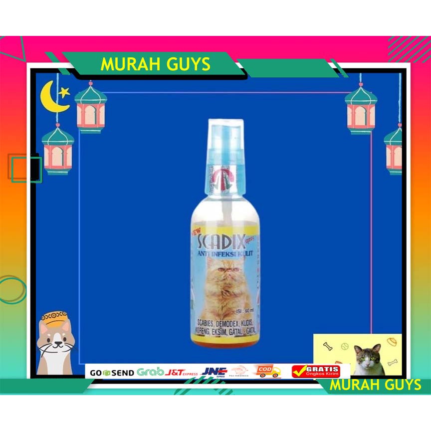 BONUS vitamin minyak ikan SCADIX SPRAY 60ml Obat Kulit Infeksi Gatal scabies koreng exim kudis UNTUK KUCING ANJING KELINCI HAMSTER DAN LAIN NYA