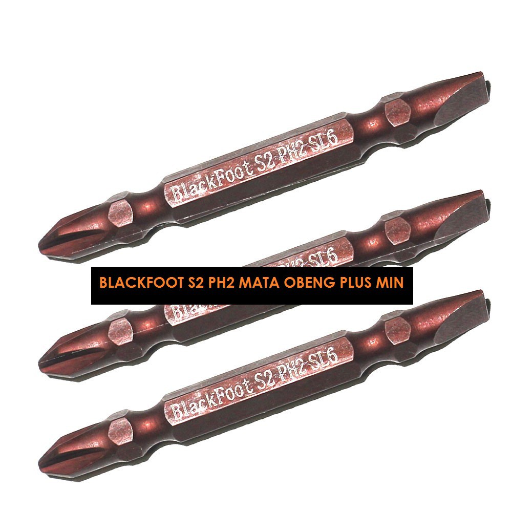 Mata Obeng Angin Mata Obeng Bor Plus Min 6x65 mm BlackFoot Plus Minus Drill Baut Sekrup Bolak Balik