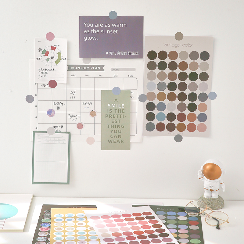 Multifunctional basic mark material sticker decoration DIY Morandi scrapbooking bullet journal postmark dot sticker