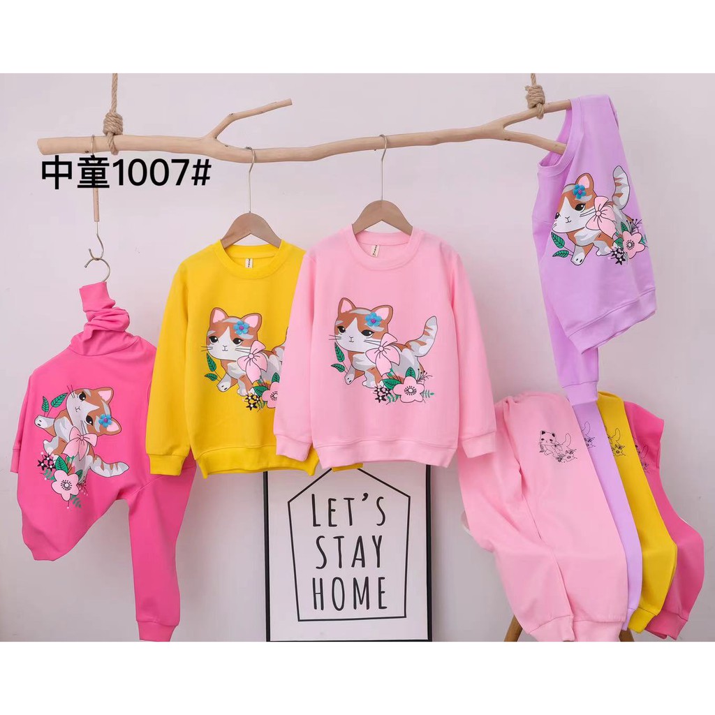 Setelan Sweater Anak Perempuan Usia 5 - 8 Tahun Motif Sablon Import Original | Stelan Switer cewek