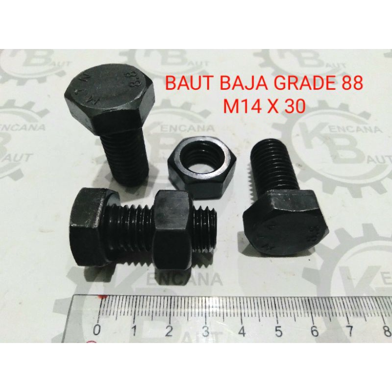 BAUT MUR BAJA M14 X 30 HITAM KUNCI 22 PANJANG 3 CM