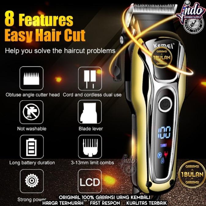 Alat Mesin Cukur Rambut Turbo Original Kemei Km-1990 Km 1990 Km1990