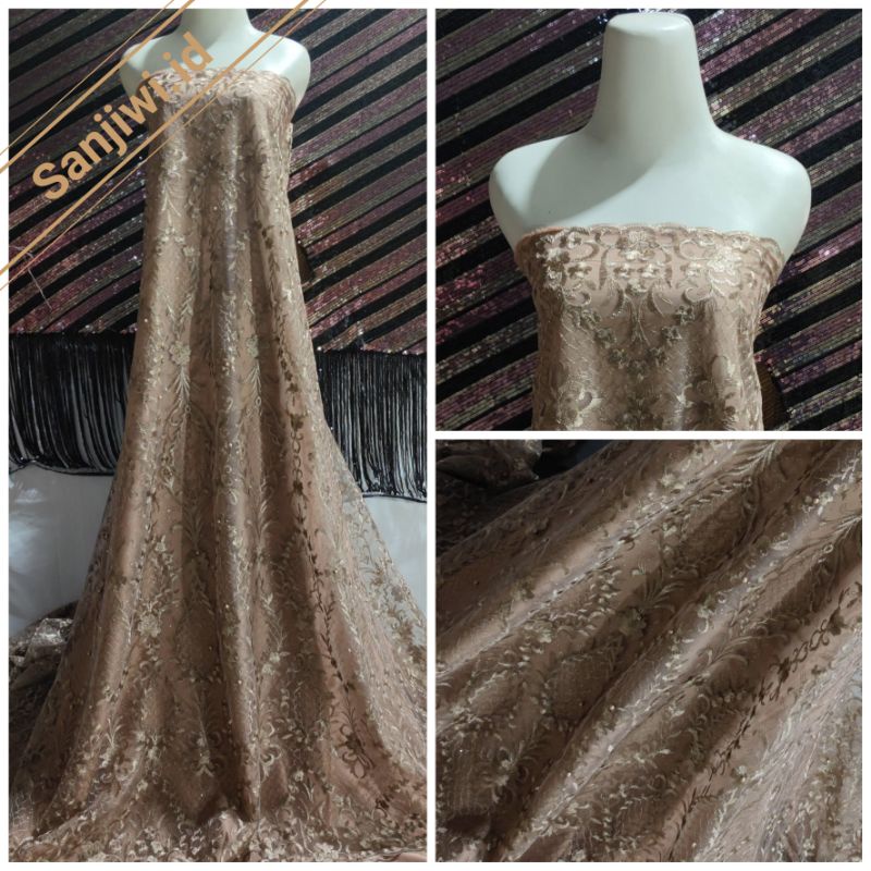 kain tille elisaab / bahan brukat elisaab / tille eliesaab bordir