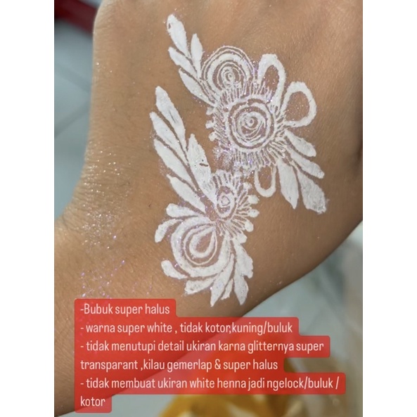 0,1mm atau 1/256 GLITTER SHINE FINISHING WHITE HENNA ,GLITTER PUTIH