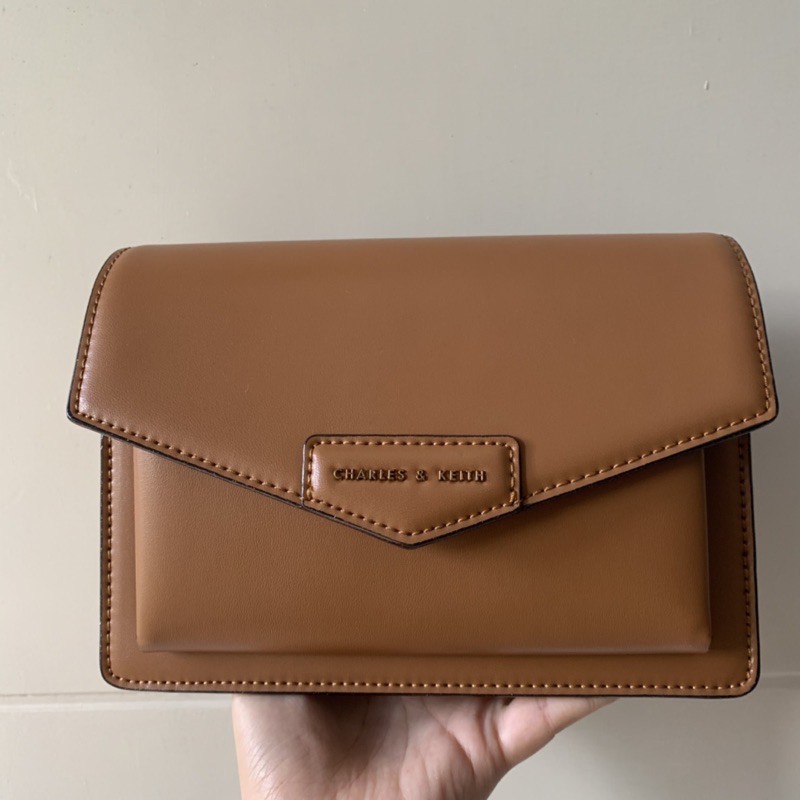 Charles and Keith Envelope Bag in Cognag