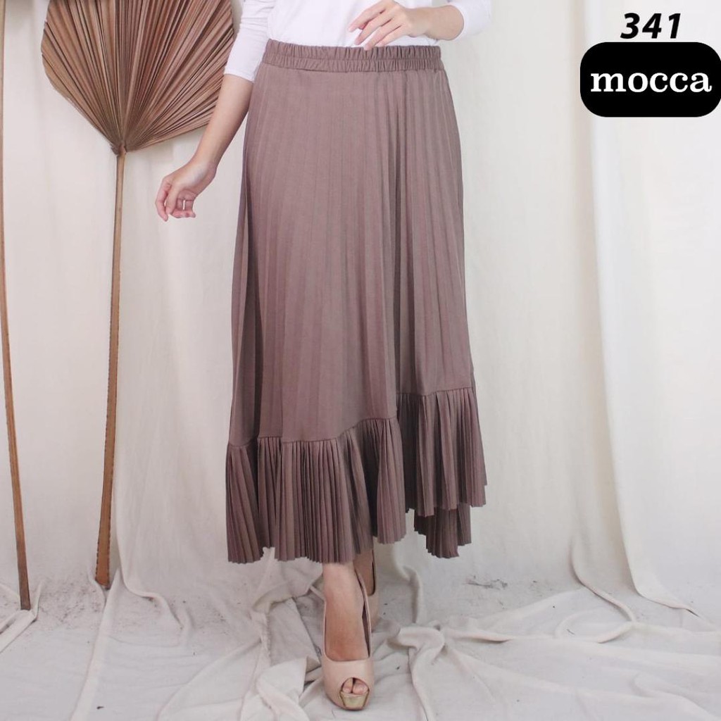 ROK PLISKET 341 ANA  ASIMETRIS RUFFLE HYGET MURAH LIDI PRISKET POLOS KARET MELAR MODELLANO PGMTA GROSIR