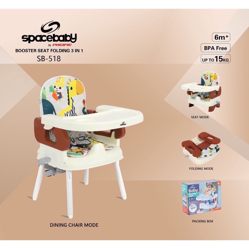 Kursi Meja Makan Bayi Spacebaby SB 518 Booster seat Persiapan MPASI/Baby Chair Space Baby/Kursi Makan Bayi