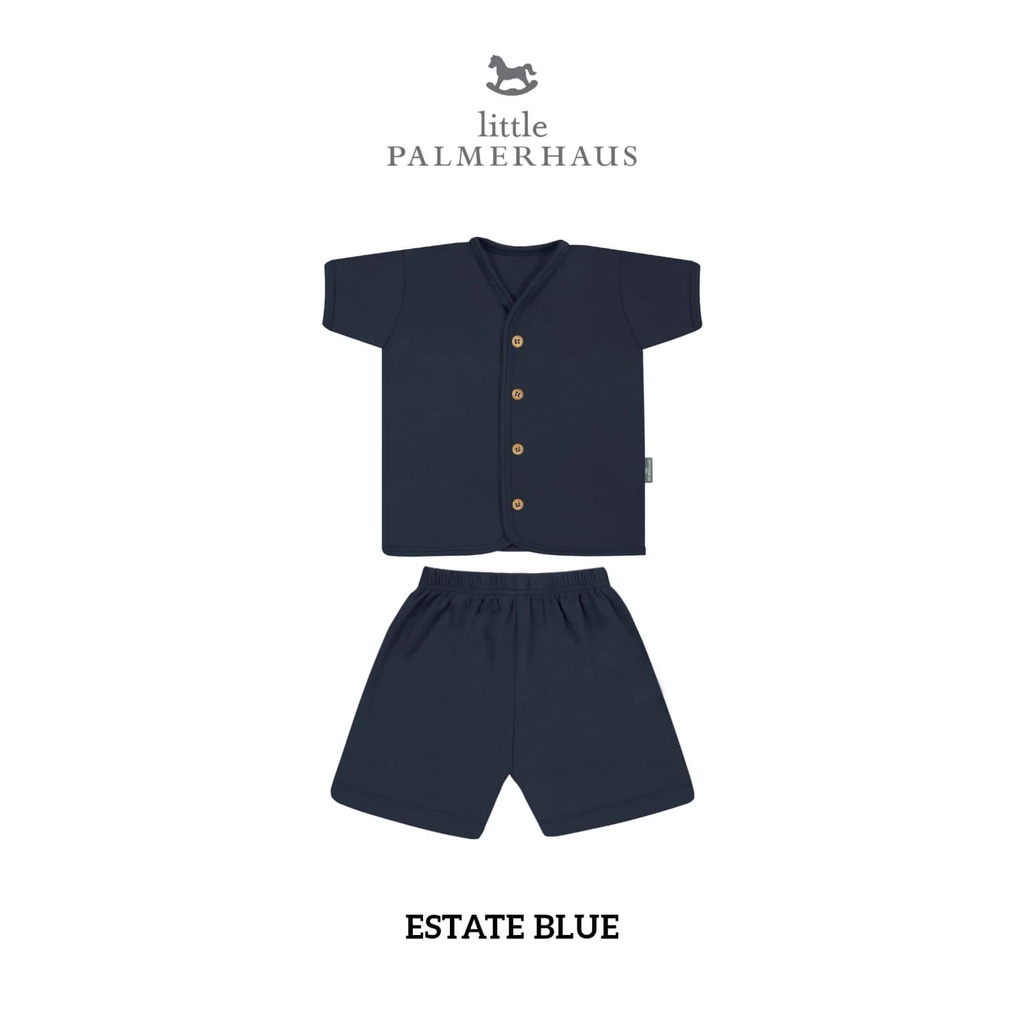 Little Palmerhaus Button Tee Shorts Sleeve Stelan Set Lengan Pendek Size 0-3m 6-12m 12-24m Stelang Pendek Kancing Depan