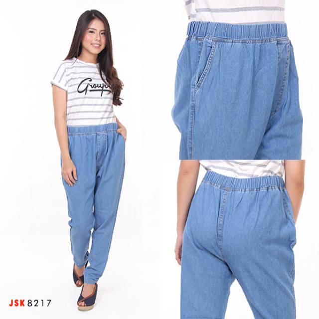 Celana Hamil Pinggang Karet Wanita Denim Jeans Original JSK Jeans(3 varian)