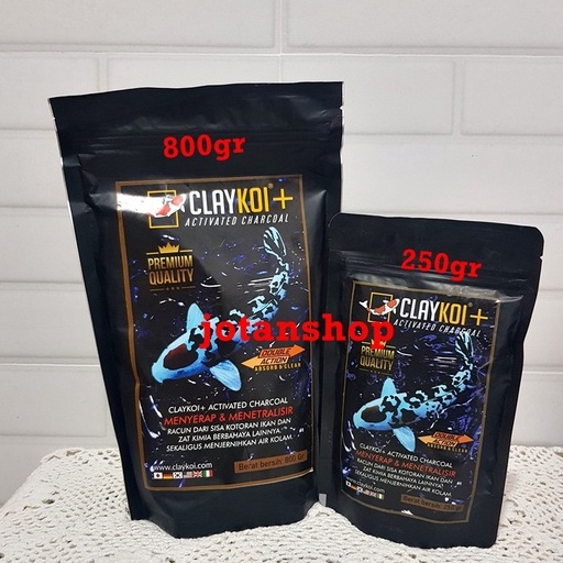 Claykoi Clay koi Hitam 800gr Plus Activated Charcoal Penjernih kolam ikan