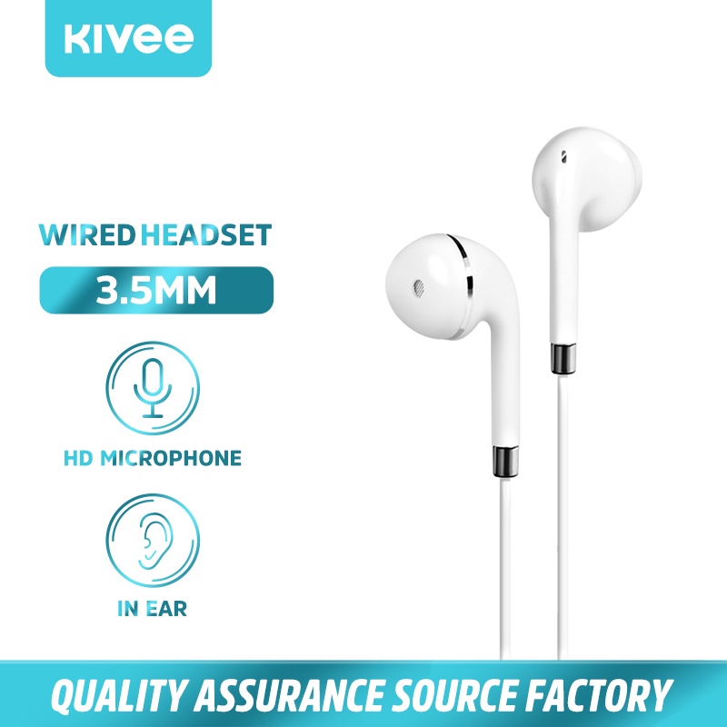 KIVEE headset musik white Original 3.5mm earphone in-ear Universal