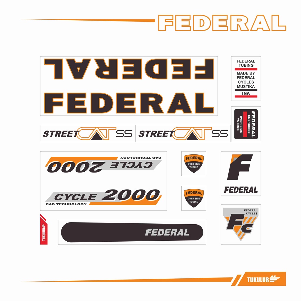 STIKER DECAL SEPEDA FEDERAL STREET CAT MODEL 1