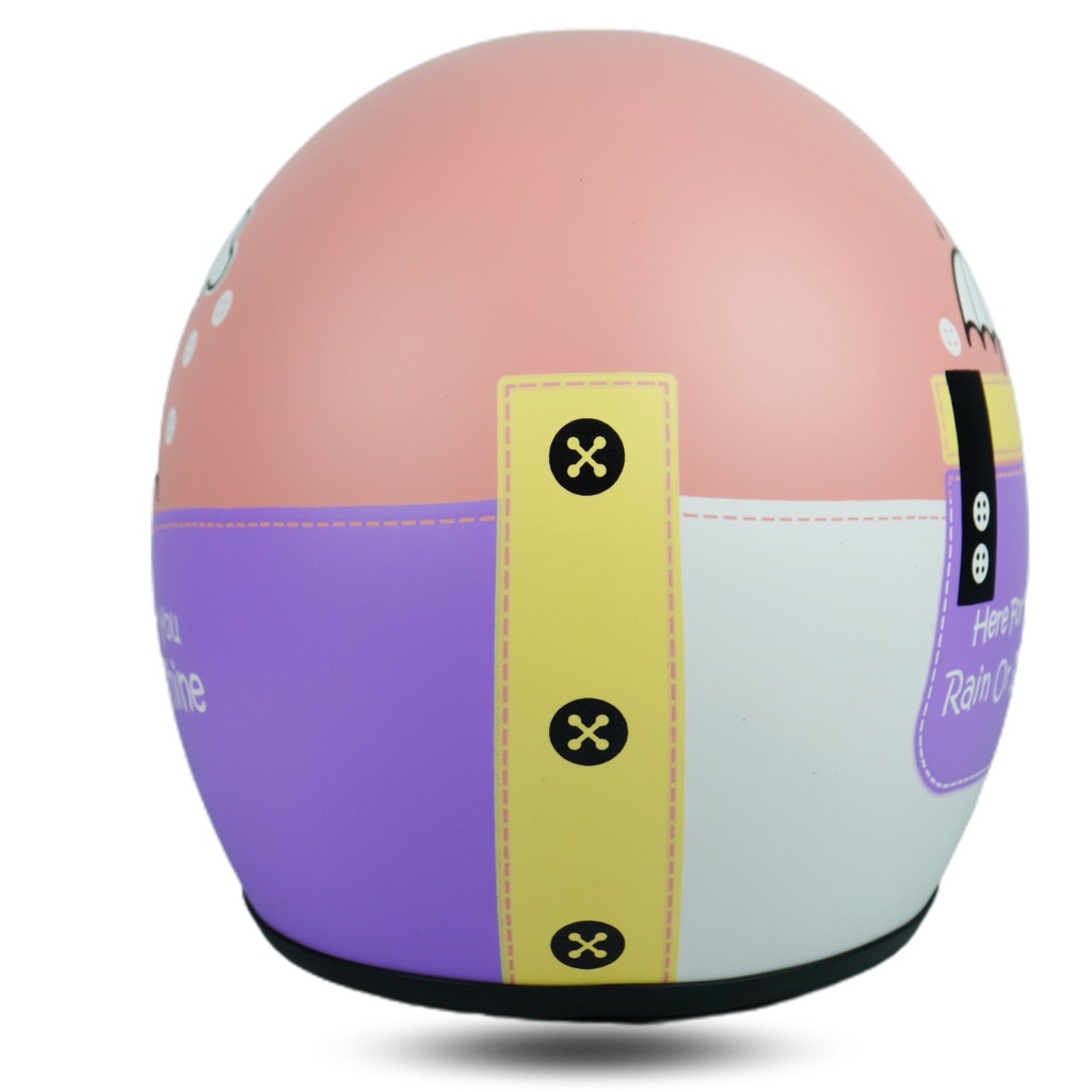 Helm Bogo Wanita Dewasa pastel Lilac kekinian Retro Motor Sni Kaca Cembung Hitam