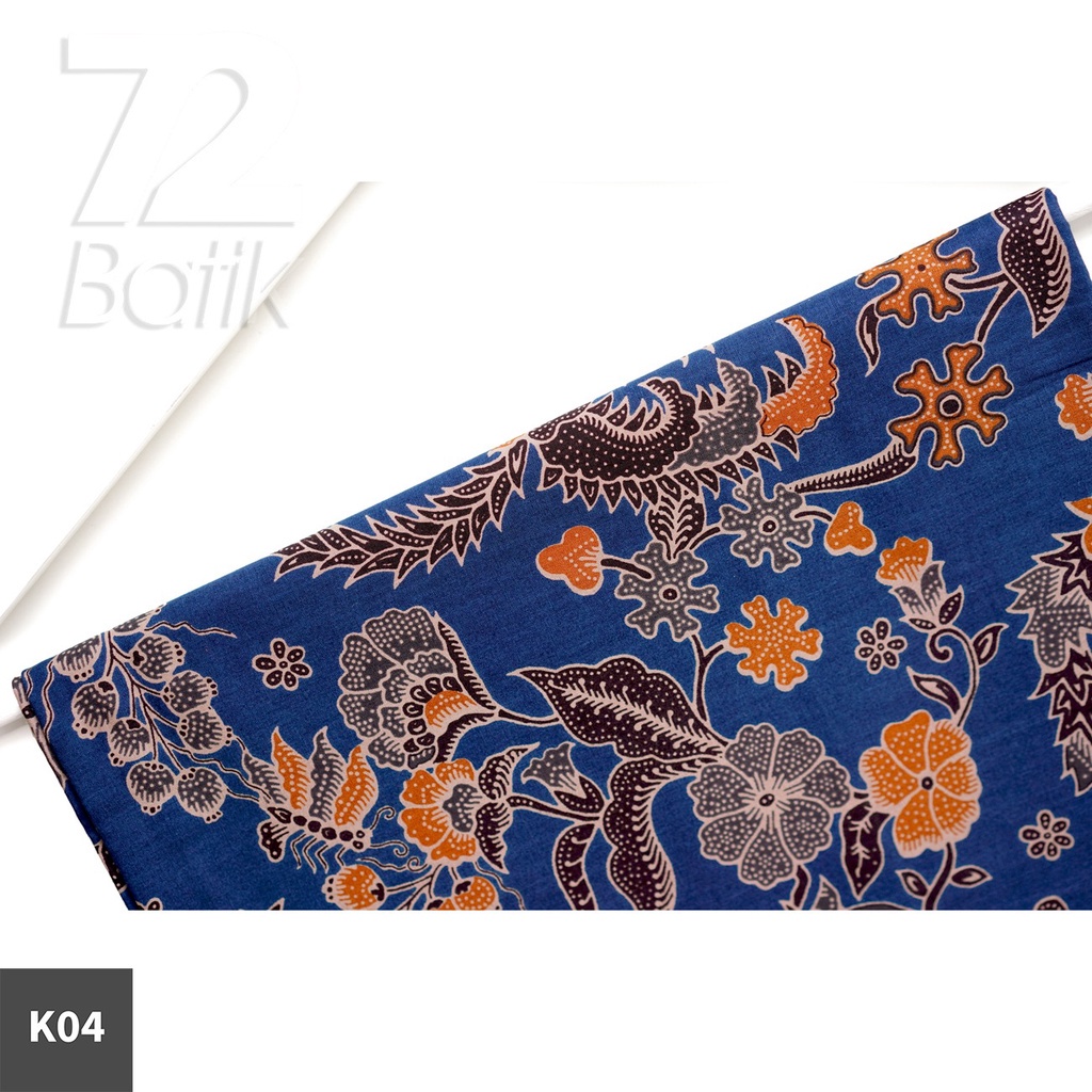 KAIN BATIK KATUN Premium Motif Tresno Asih Warna Biru Orange Hitam 721442 Cap 72 Jarik Jarit Samping Kebat Panjang Batik Katun Modern Premium Bahan Seragam Batik Pernikahan Kantor Keluarga Murah Kamen Jadi Batik Bali Lembaran