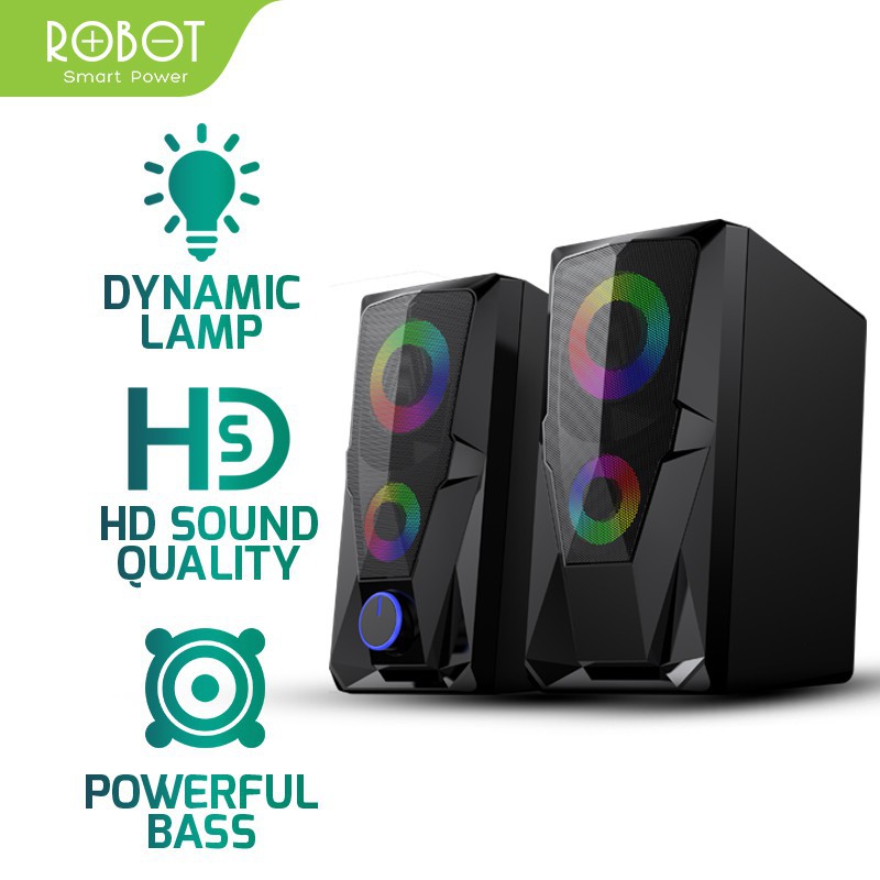 ROBOT SPEAKER USB RS200 Multimedia Portable Music Speaker Gaming 3.5mm AUX with 2ch stereo / RGB