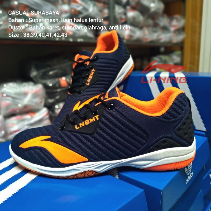 Sepatu Olahraga Badminton Lining Grade Original Navy Orange