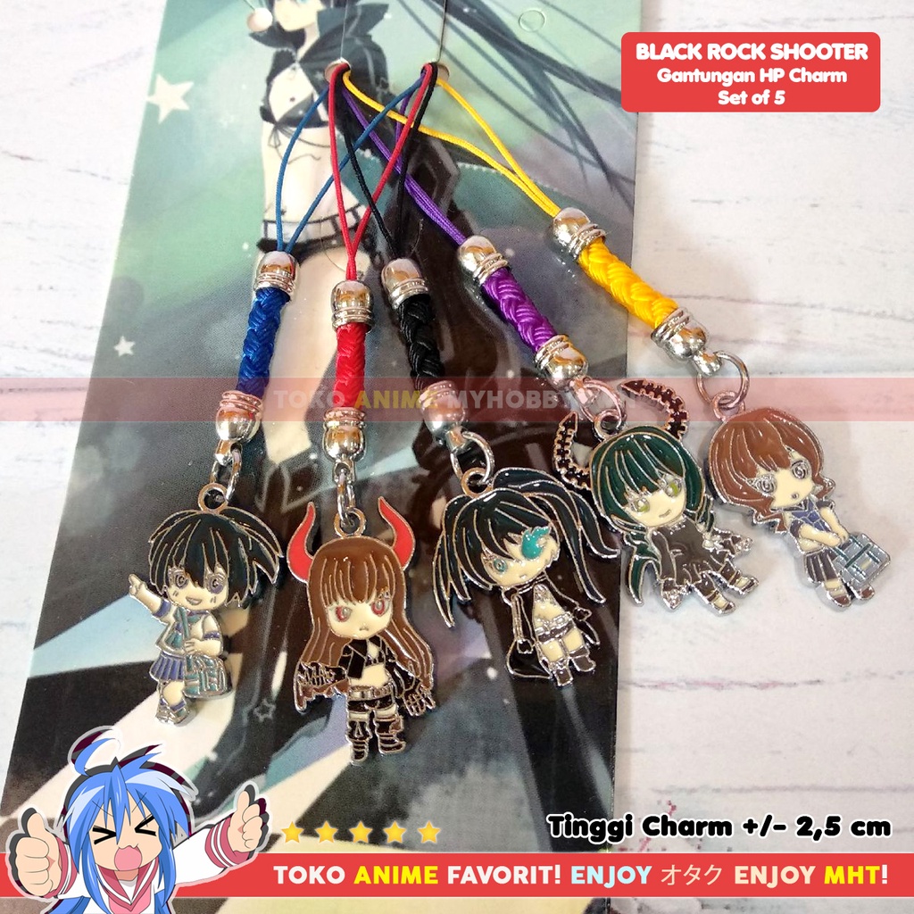 Gantungan HP Anime Charm Set Of 5 Black Rock Shooter